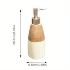 Vintage Ceramic Soap Dispenser with Press Pump - Rustic White & Gray Striped Design, Phthalate-Free, Freestanding for Bathroom & Kitchen, No Electricity Needed, Bathroom Soap Holder, Kitchen Accessory, Textured Finish, Durabl House Of Avana