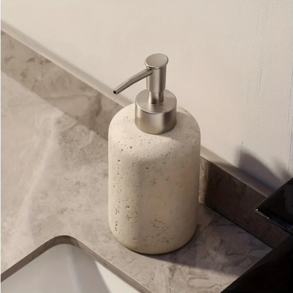 Elegant Marble-textured Resin Soap Dispenser with Pump – Refillable Bathroom Organizer for Hand Wash,... - House Of Avana [[SKU:HOA-BAT-404]]