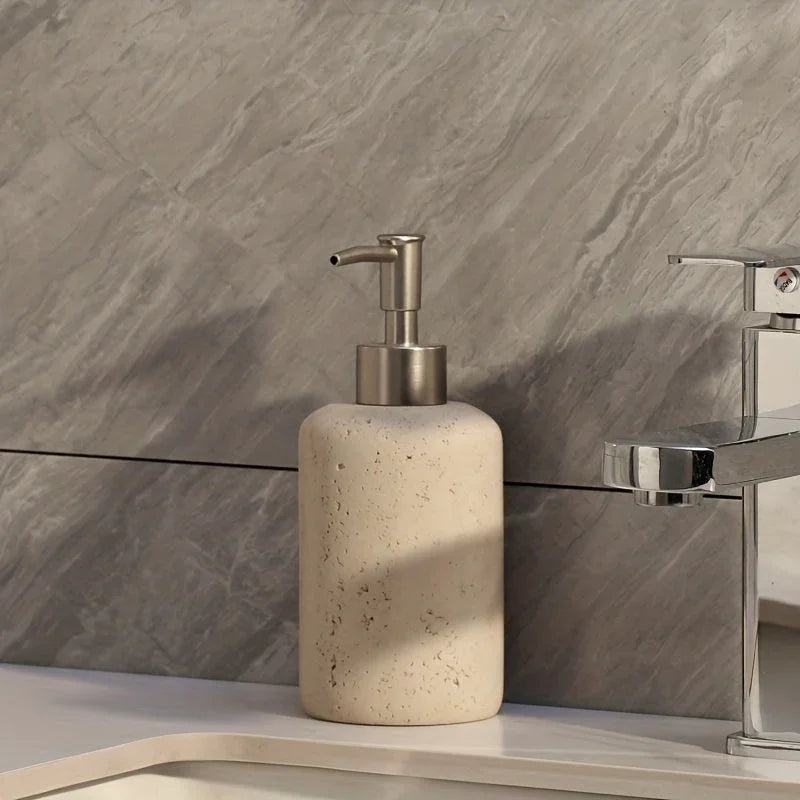 Elegant Marble-textured Resin Soap Dispenser with Pump – Refillable Bathroom Organizer for Hand Wash,... - House Of Avana [[SKU:HOA-BAT-404]]