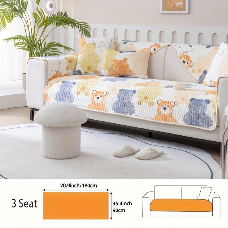 Bohemian Chic Ice Silk Sofa Cover | Extra Large Pet-friendly Slipcover, angled view - House Of Avana