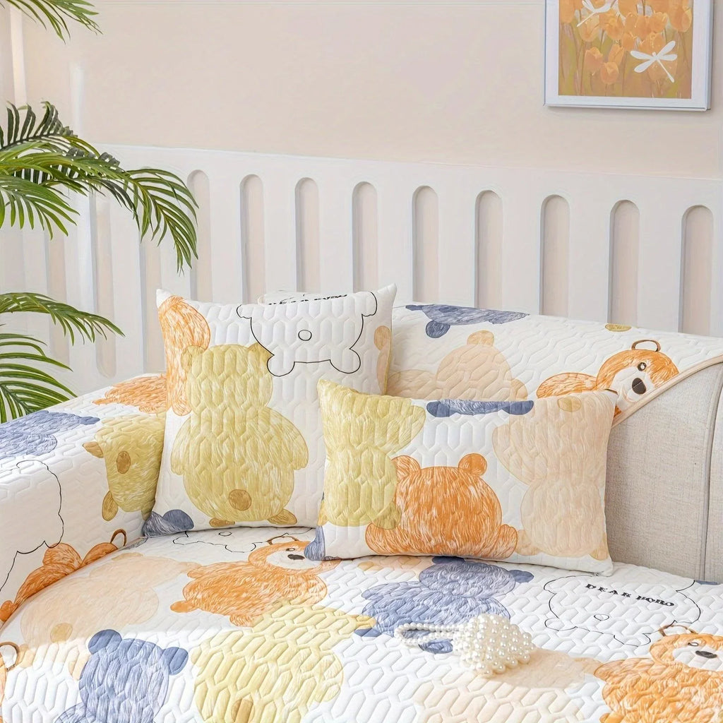 Bohemian Chic Ice Silk Sofa Cover | Extra Large Pet-friendly Slipcover, back view - House Of Avana