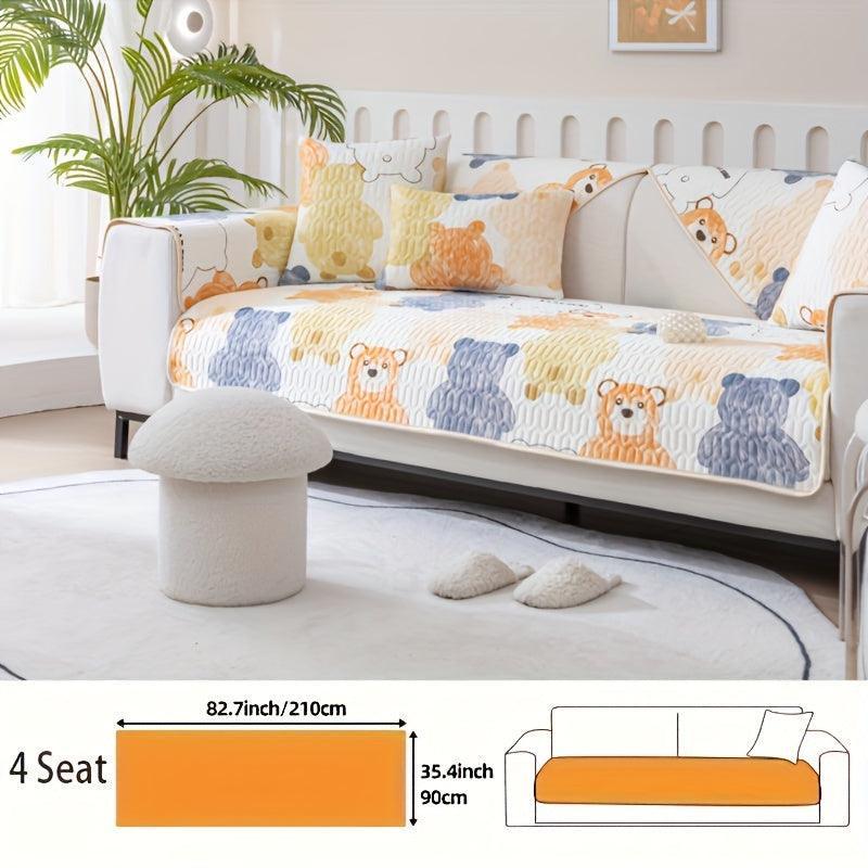 Bohemian Chic Ice Silk Sofa Cover | Extra Large Pet-friendly Slipcover, close-up view - House Of Avana