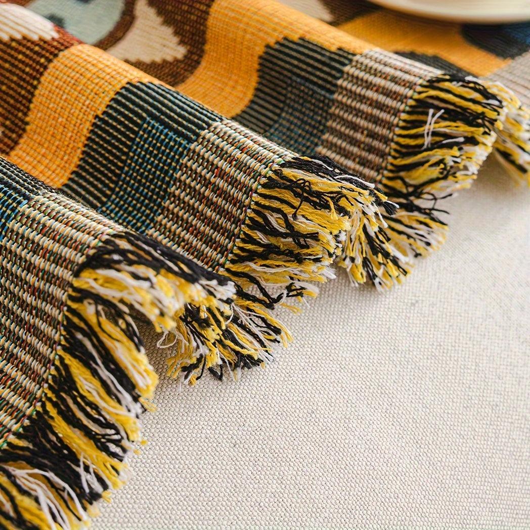 Boho Chic Double-sided Chenille Sofa Cover with Tassels - All-season - House Of Avana