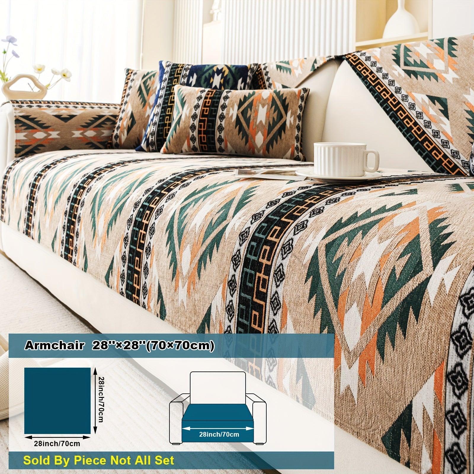 Boho Couch Cover - Chic Snow Chenille Sofa Slipcover, alternate view - House Of Avana