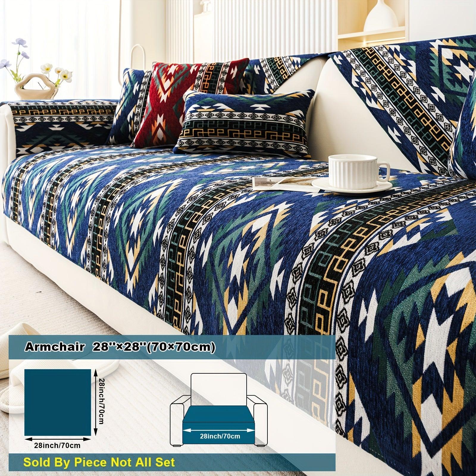 Boho Couch Cover - Chic Snow Chenille Sofa Slipcover, alternate view - House Of Avana