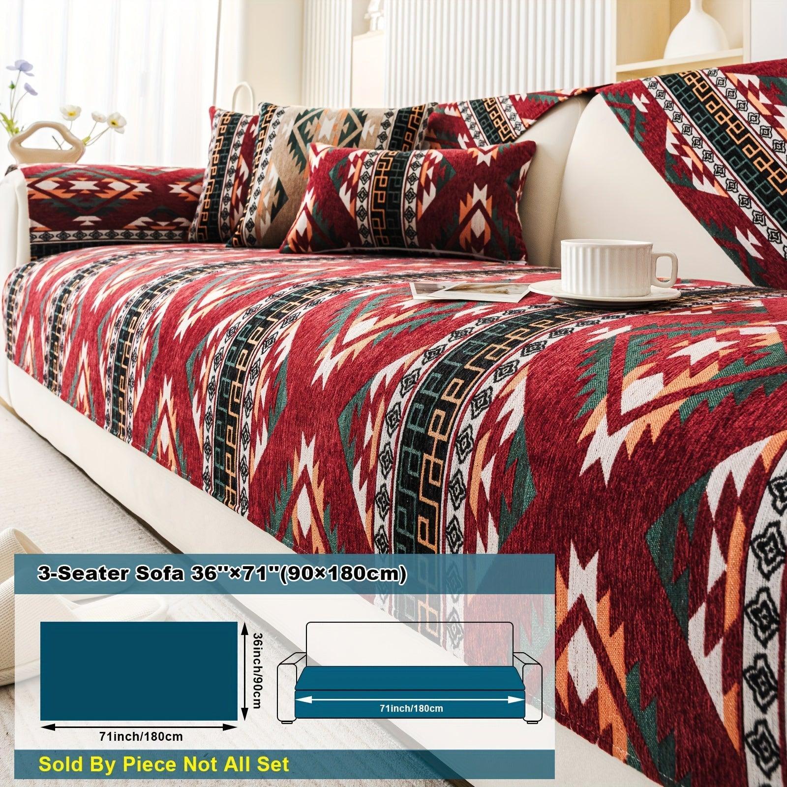 Boho Couch Cover - Chic Snow Chenille Sofa Slipcover, alternate view - House Of Avana