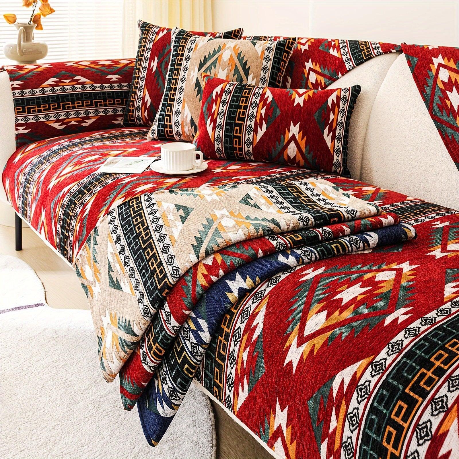 Boho Couch Cover - Chic Snow Chenille Sofa Slipcover - House Of Avana