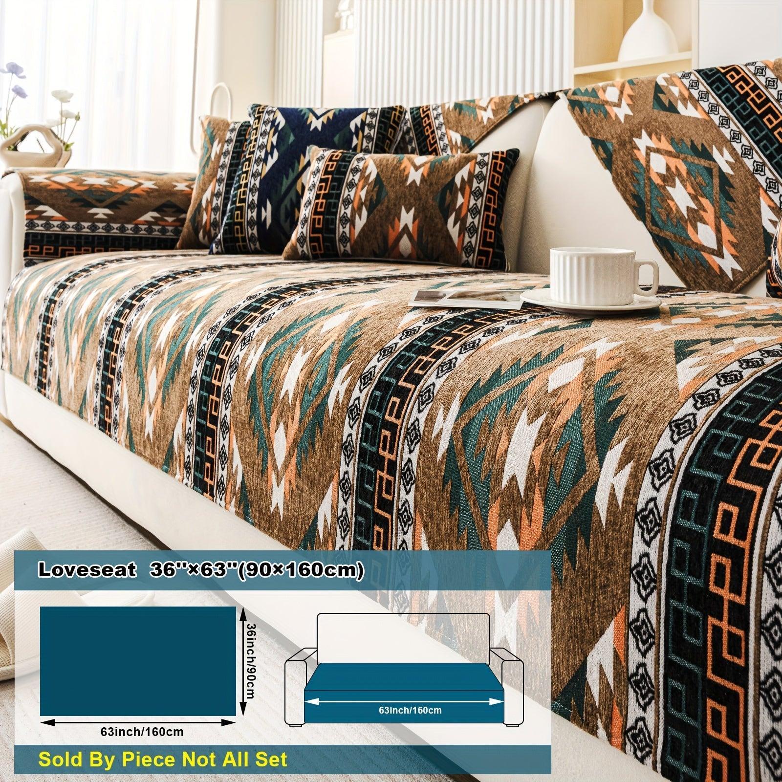 Boho Couch Cover - Chic Snow Chenille Sofa Slipcover - House Of Avana