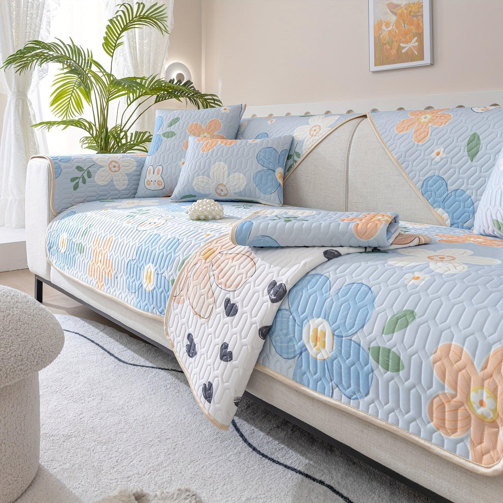 Boho Style Ice Silk Latex Sofa Cover Slipcover | Dog Hair Couch Cover - House Of Avana