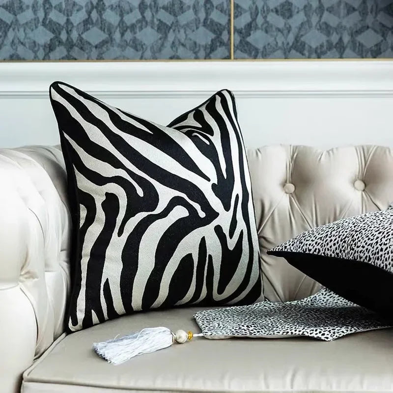 Luxury Throw Sofa Cushion Decorative Nordic Elegant Pillow for Chair Bed 30*45*50 Black Golden Zebra... - House Of Avana