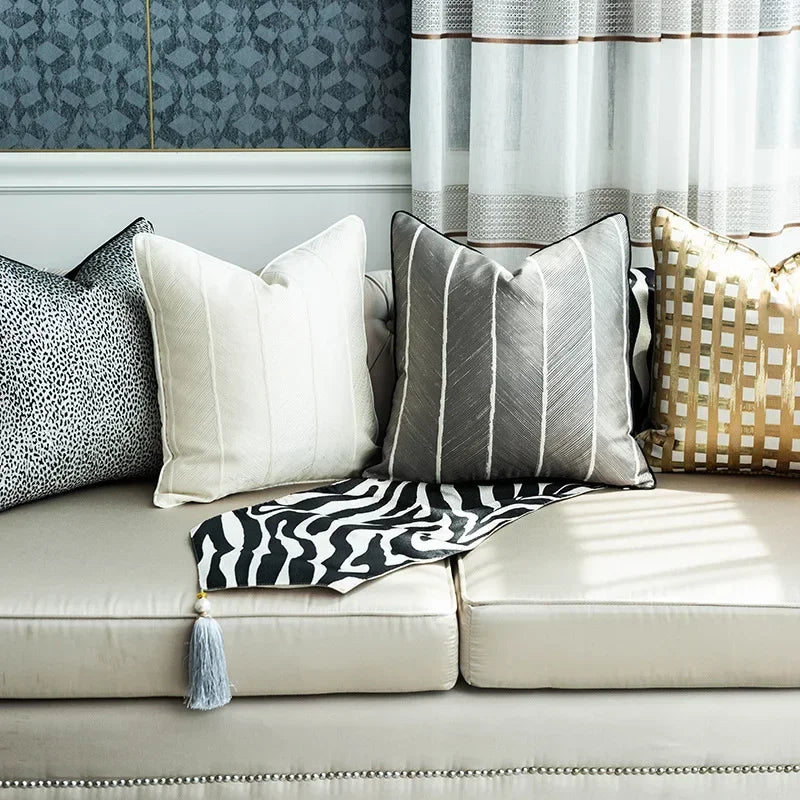 Luxury Throw Sofa Cushion Decorative Nordic Elegant Pillow for Chair Bed 30*45*50 Black Golden Zebra... - House Of Avana