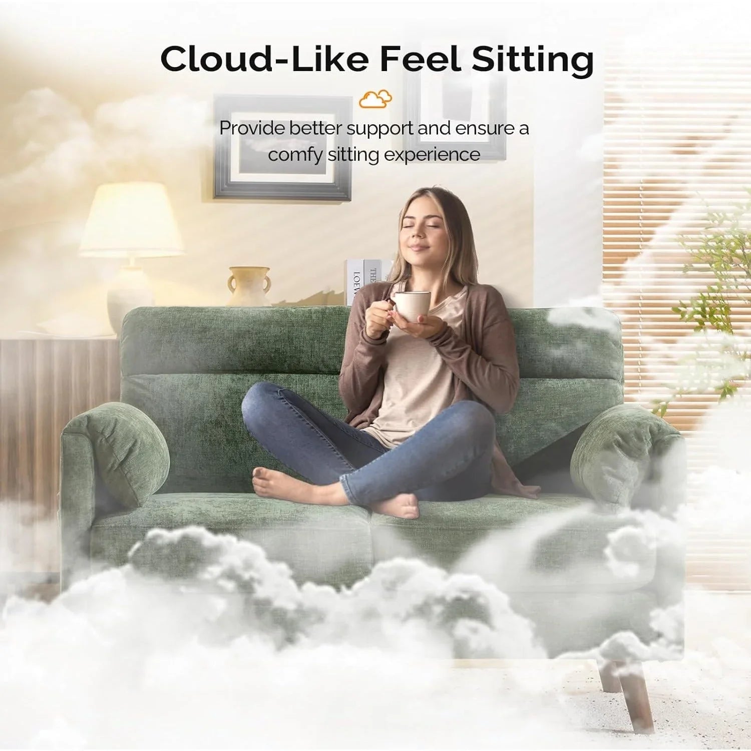 2 Seater Sofa Small Modern Couch with Soft Cushion Tapered Legs and Side Pocket Storage Compact Loveseat... - House Of Avana