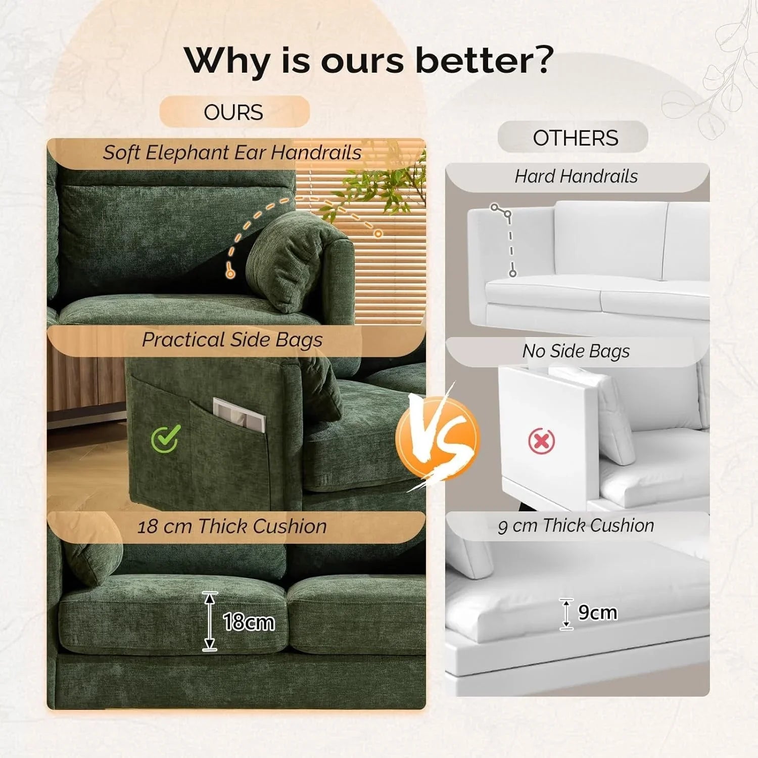 2 Seater Sofa Small Modern Couch with Soft Cushion Tapered Legs and Side Pocket Storage Compact Loveseat... - House Of Avana