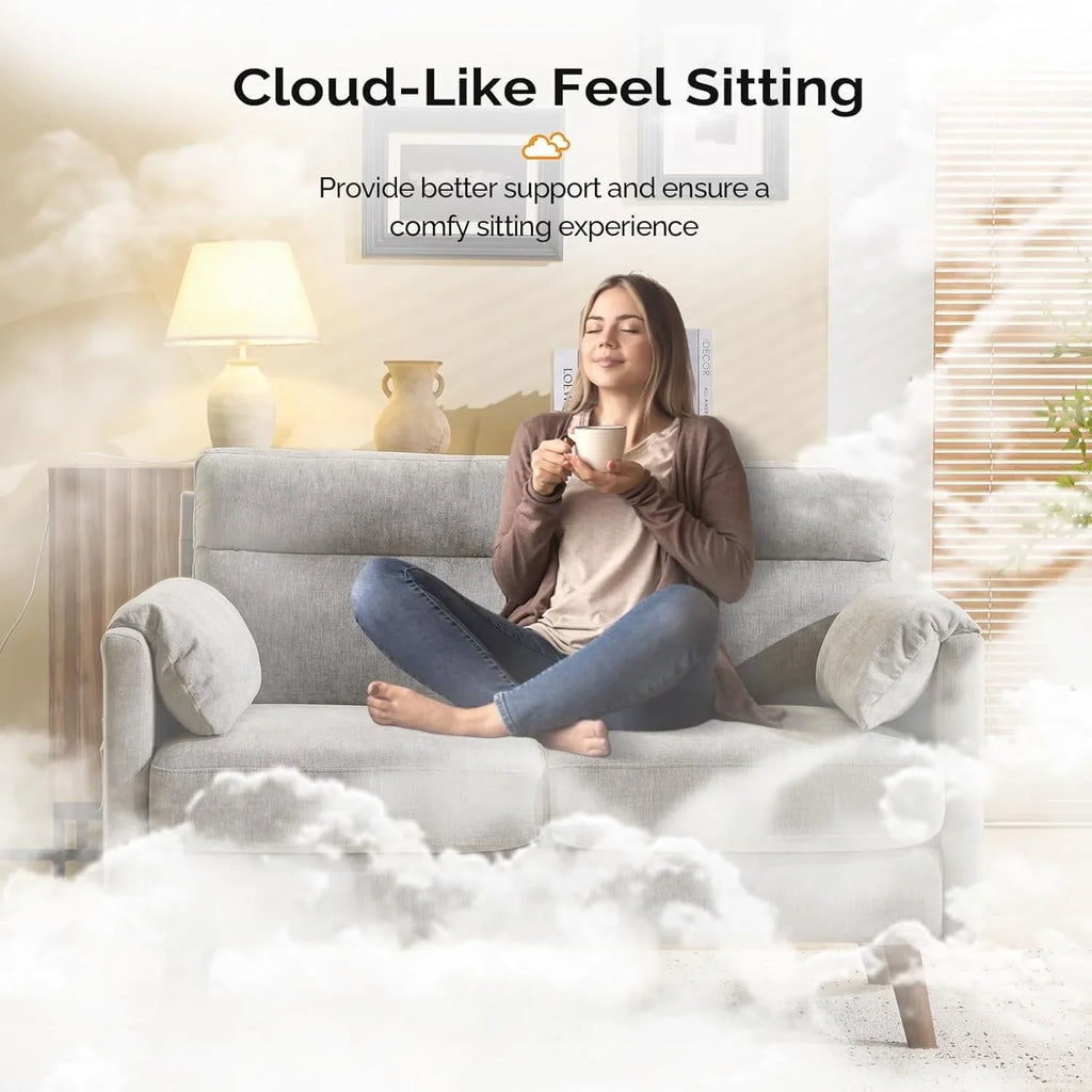 2 Seater Sofa Small Modern Couch with Soft Cushion Tapered Legs and Side Pocket Storage Compact Loveseat... - House Of Avana