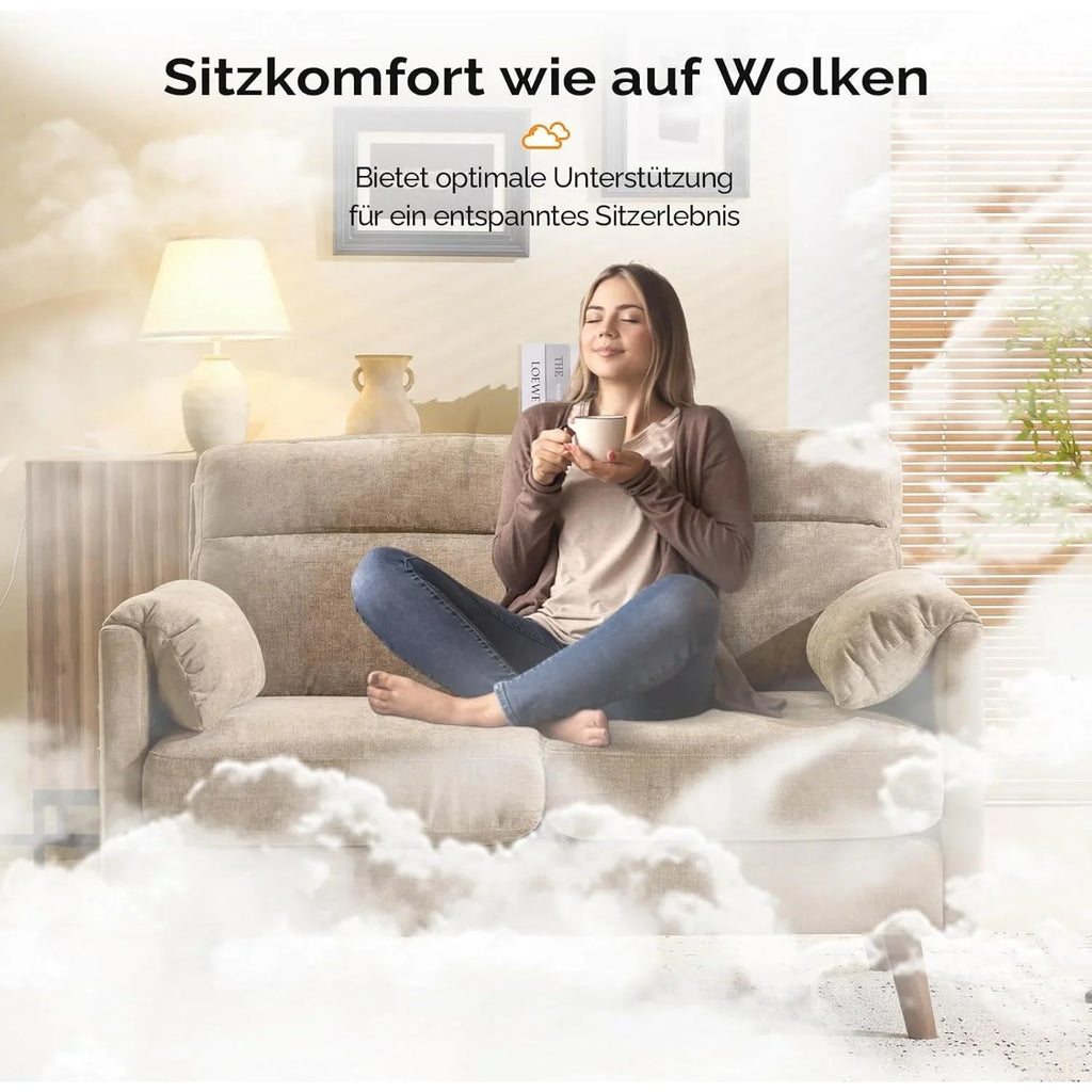 2 Seater Sofa Small Modern Couch with Soft Cushion Tapered Legs and Side Pocket Storage Compact Loveseat... - House Of Avana