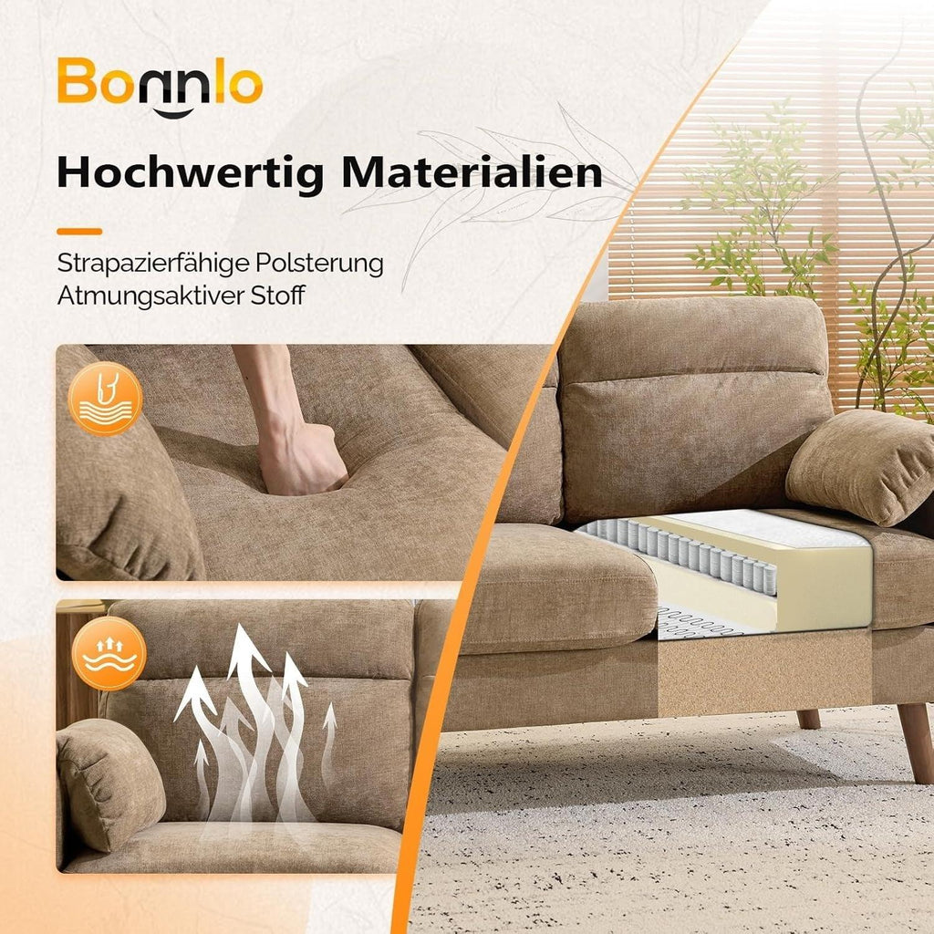 2 Seater Sofa Small Modern Couch with Soft Cushion Tapered Legs and Side Pocket Storage Compact Loveseat... - House Of Avana