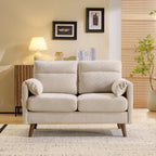 2 Seater Sofa Small Modern Couch with Soft Cushion Tapered Legs and Side Pocket Storage Compact Loveseat... - House Of Avana