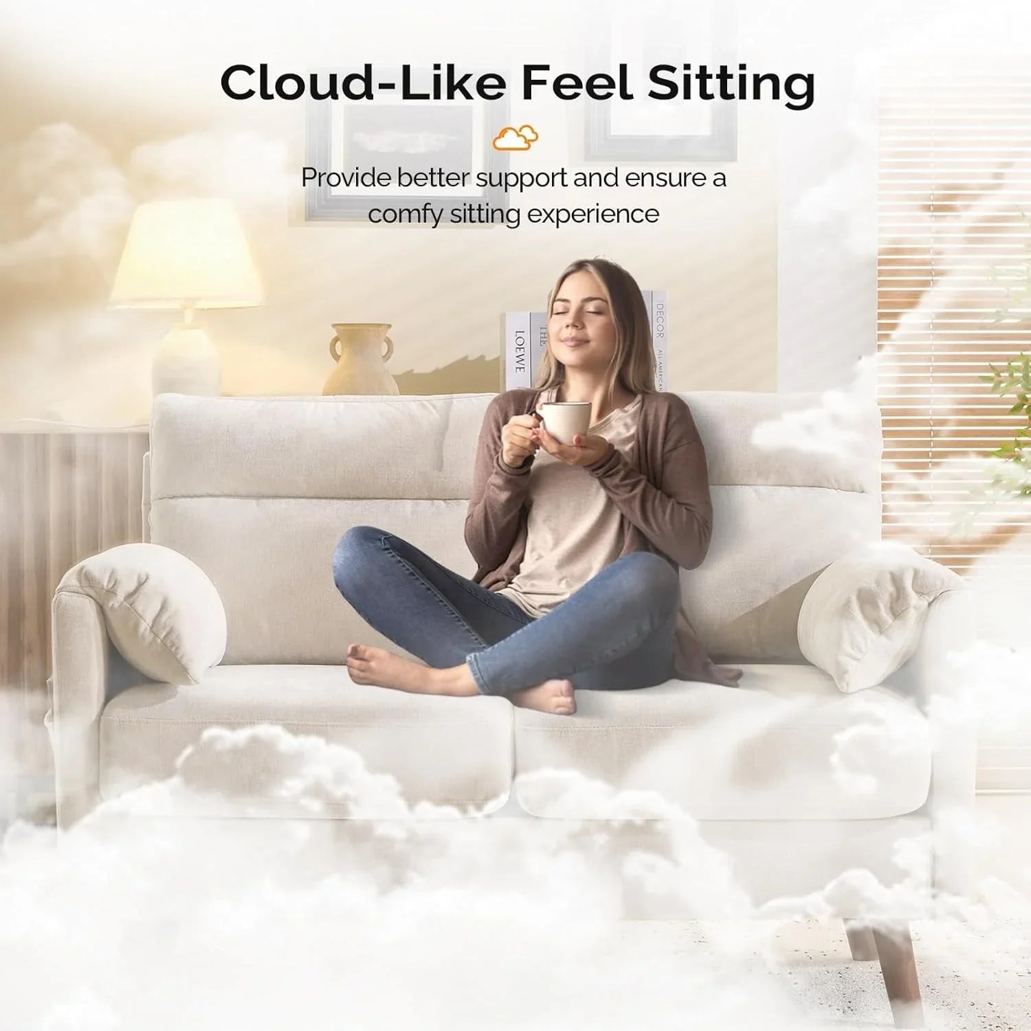 2 Seater Sofa Small Modern Couch with Soft Cushion Tapered Legs and Side Pocket Storage Compact Loveseat... - House Of Avana