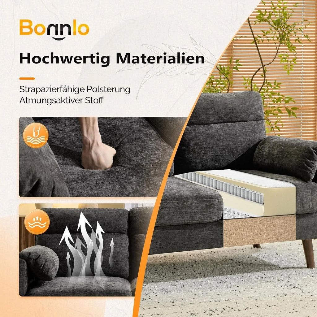 2 Seater Sofa Small Modern Couch with Soft Cushion Tapered Legs and Side Pocket Storage Compact Loveseat... - House Of Avana