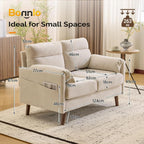 2 Seater Sofa Small Modern Couch with Soft Cushion Tapered Legs and Side Pocket Storage Compact Loveseat... - House Of Avana