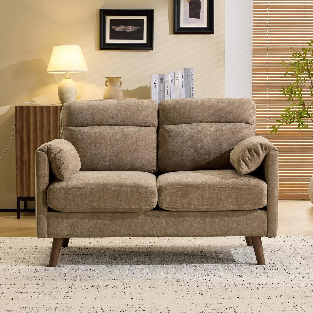2 Seater Sofa Small Modern Couch with Soft Cushion Tapered Legs and Side Pocket Storage Compact Loveseat... - House Of Avana