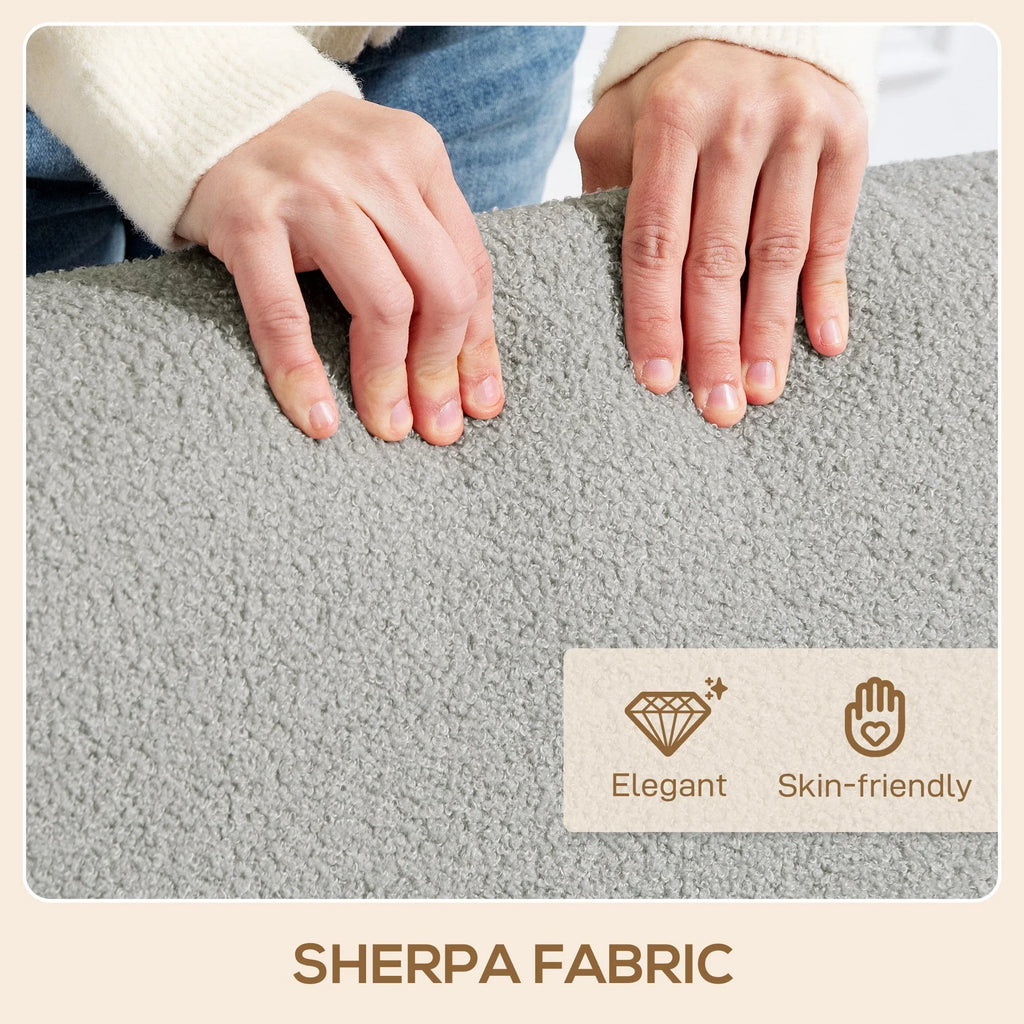 2 Seater Sofa, Small Sherpa Fabric Couch Settee, Nordic Upholstered Loveseat with Wood Legs and... - House Of Avana