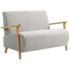 2 Seater Sofa, Small Sherpa Fabric Couch Settee, Nordic Upholstered Loveseat with Wood Legs and... - House Of Avana