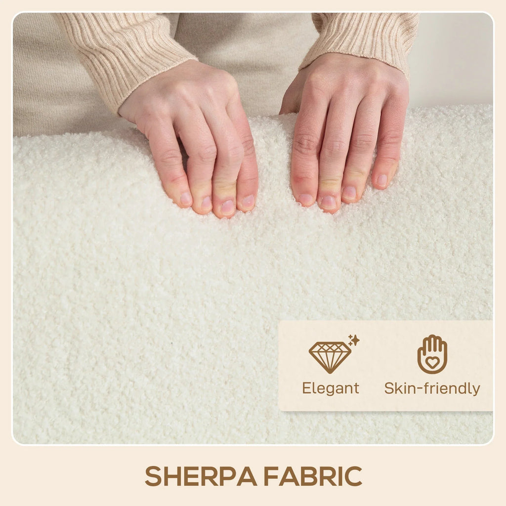 2 Seater Sofa, Small Sherpa Fabric Couch Settee, Nordic Upholstered Loveseat with Wood Legs and... - House Of Avana