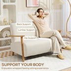 2 Seater Sofa, Small Sherpa Fabric Couch Settee, Nordic Upholstered Loveseat with Wood Legs and... - House Of Avana