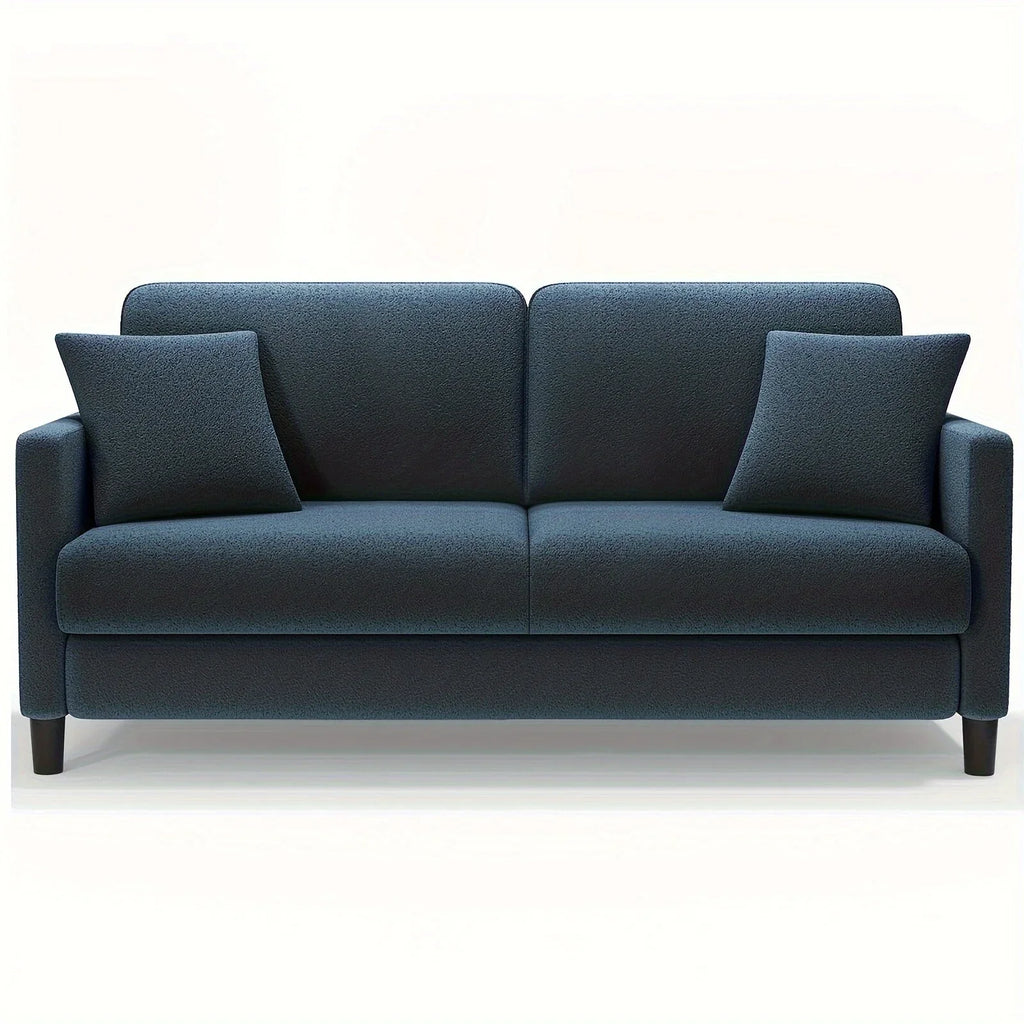 Modern 3-Seater Teddy Velvet Sofa with Pillows – Comfortable Fleece Love Seat for Living Room, Bedroom, or Home Office, Hardwood Frame, White Upholstery, Mid-Century Design, Home Office Couch | Elegant Velvet Sofa | Plush C House Of Avana