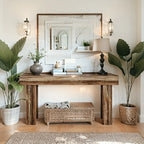 Farmhouse Sofa Table - Extra Long 59" Entryway Console Table with Semi-circular Base, Rustic Living Room... - House Of Avana