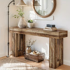 Farmhouse Sofa Table - Extra Long 59" Entryway Console Table with Semi-circular Base, Rustic Living Room... - House Of Avana