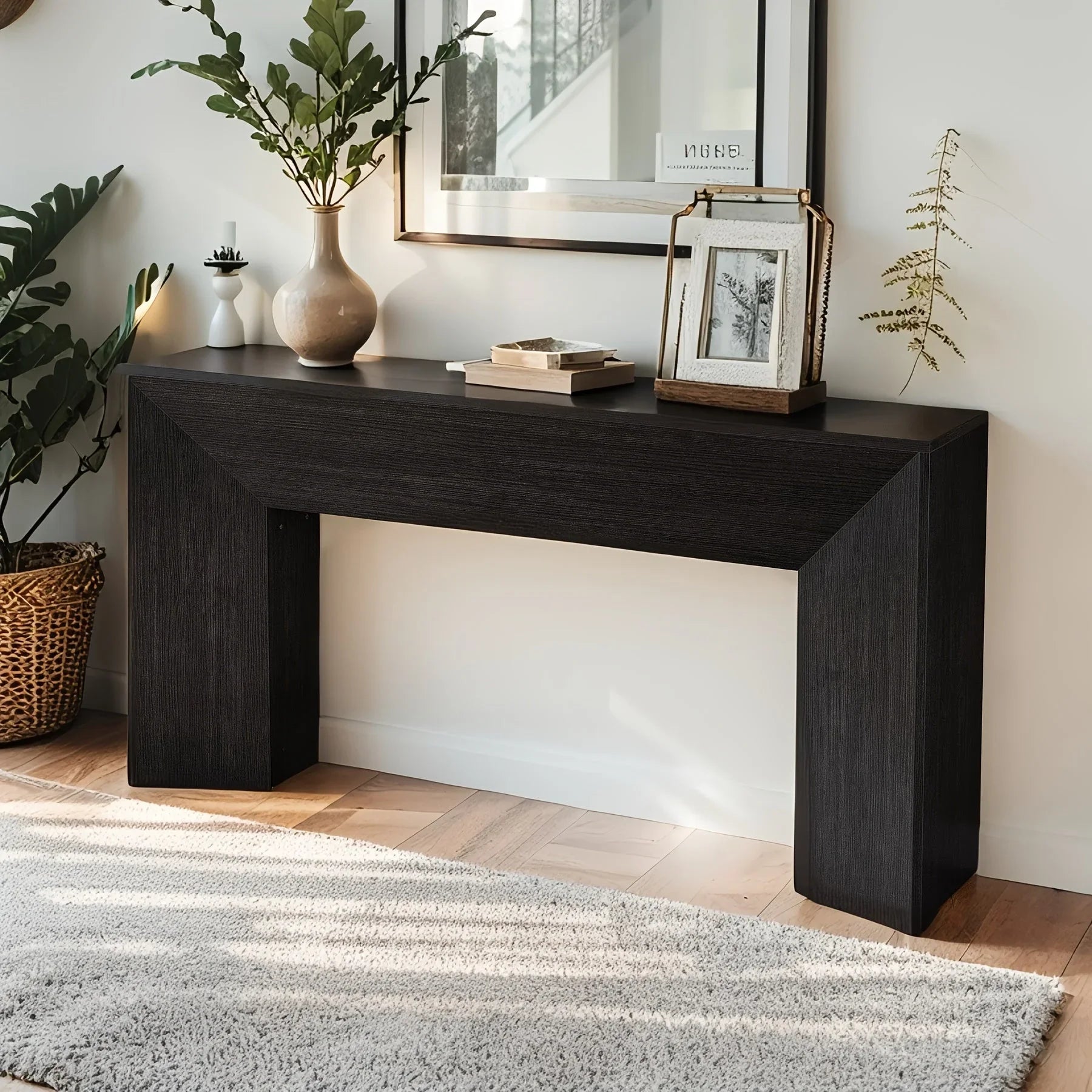 63-inch Wooden Sofa Table, Console Table, Entryway Table, Hallway Display Stand, Classic Style,... - House Of Avana