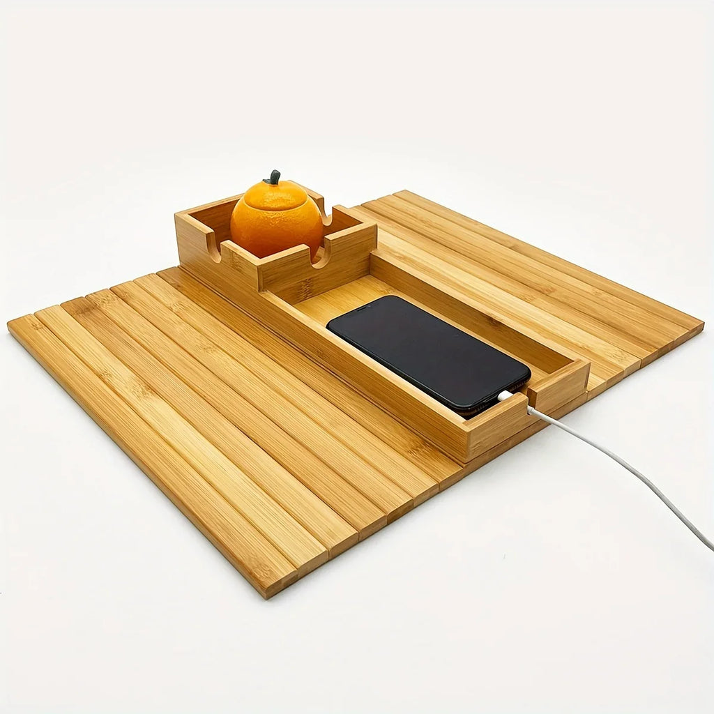 Bamboo Sofa Armrest Tray, Multifunctional Sofa Armrest Breakfast Tray, Snack Tray, Home Kitchen... - House Of Avana