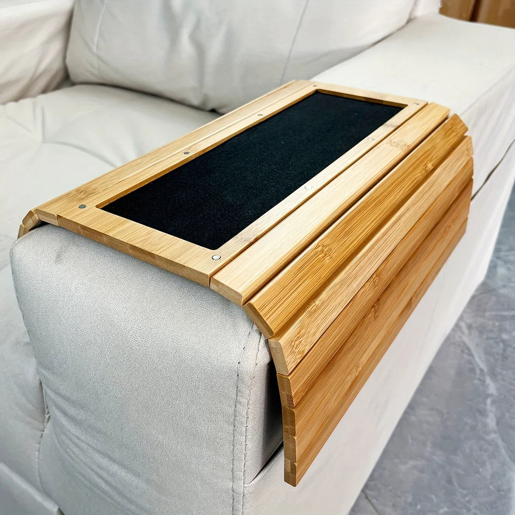 Bamboo Sofa Armrest Tray, Multifunctional Sofa Armrest Breakfast Tray, Snack Tray, Home Kitchen... - House Of Avana