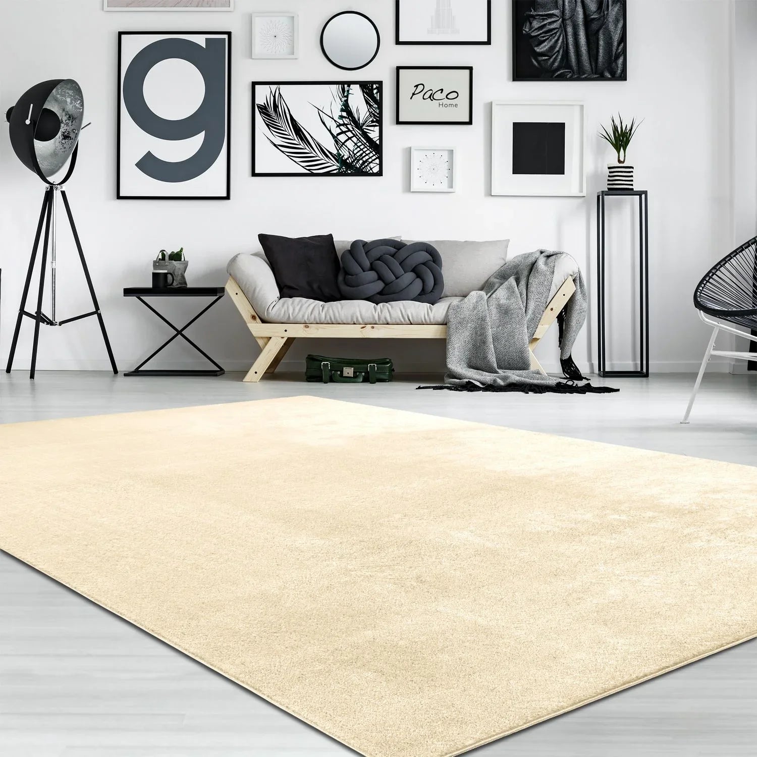 Soft Area Rug with Anti-Slip Backing Washable - Beige RugYourHome