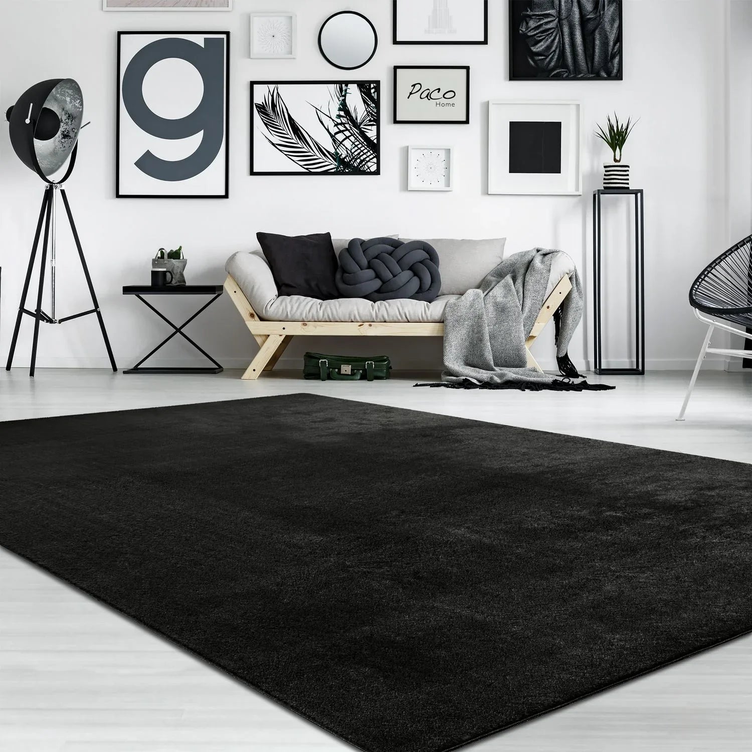 Soft Area Rug with Anti-Slip Backing Washable - Black RugYourHome