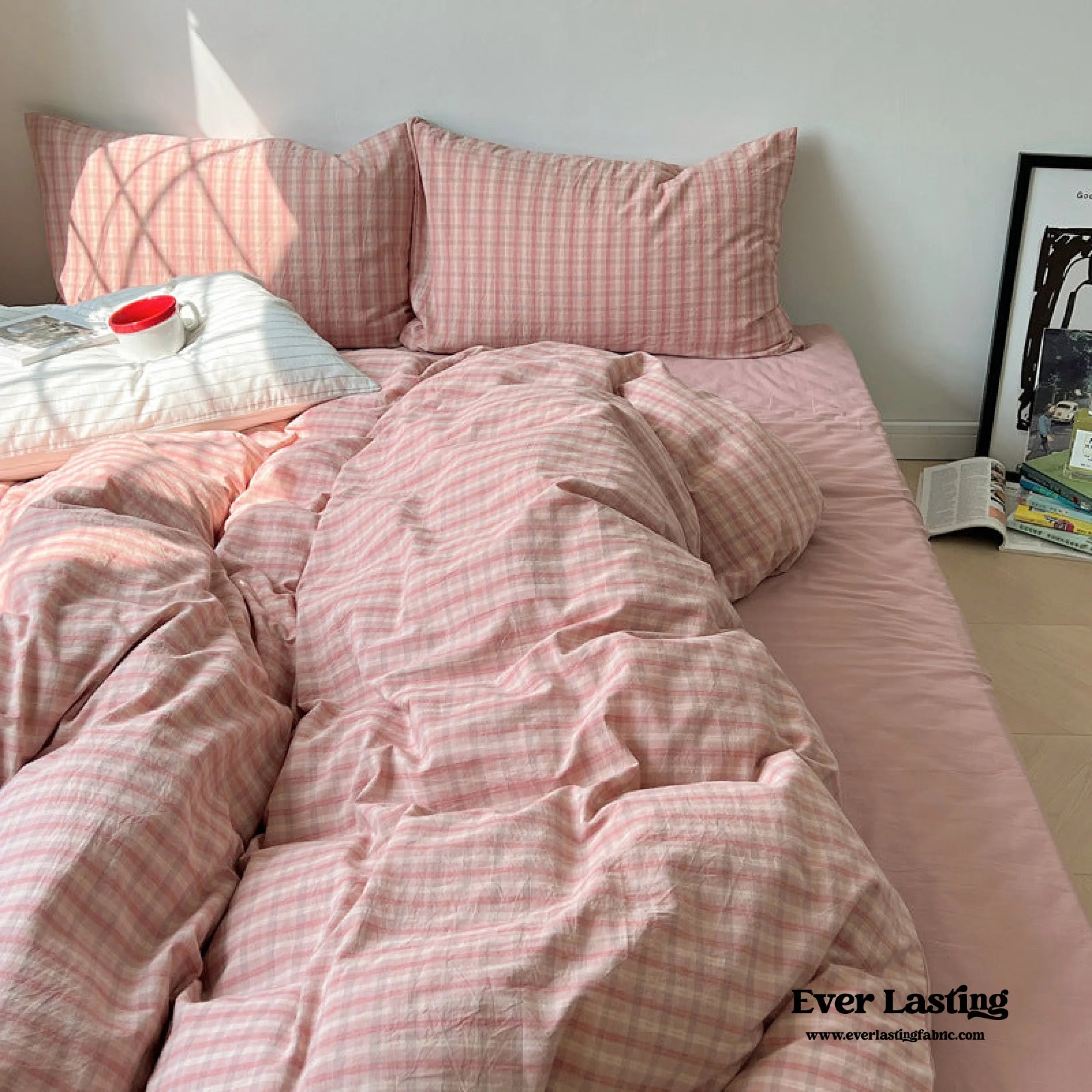 Soft Blend Plaid Bedding Set / Blue Ever Lasting