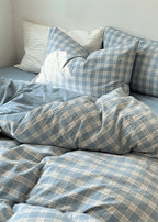 Soft Blend Plaid Bedding Set / Blue Ever Lasting