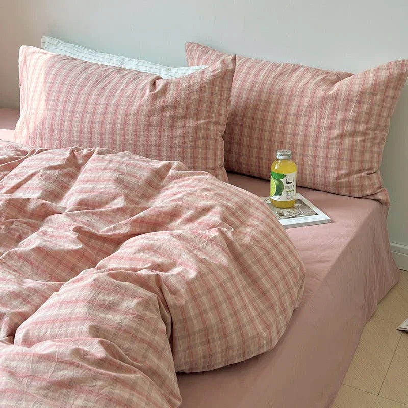 Soft Blend Plaid Bedding Set / Blue Ever Lasting