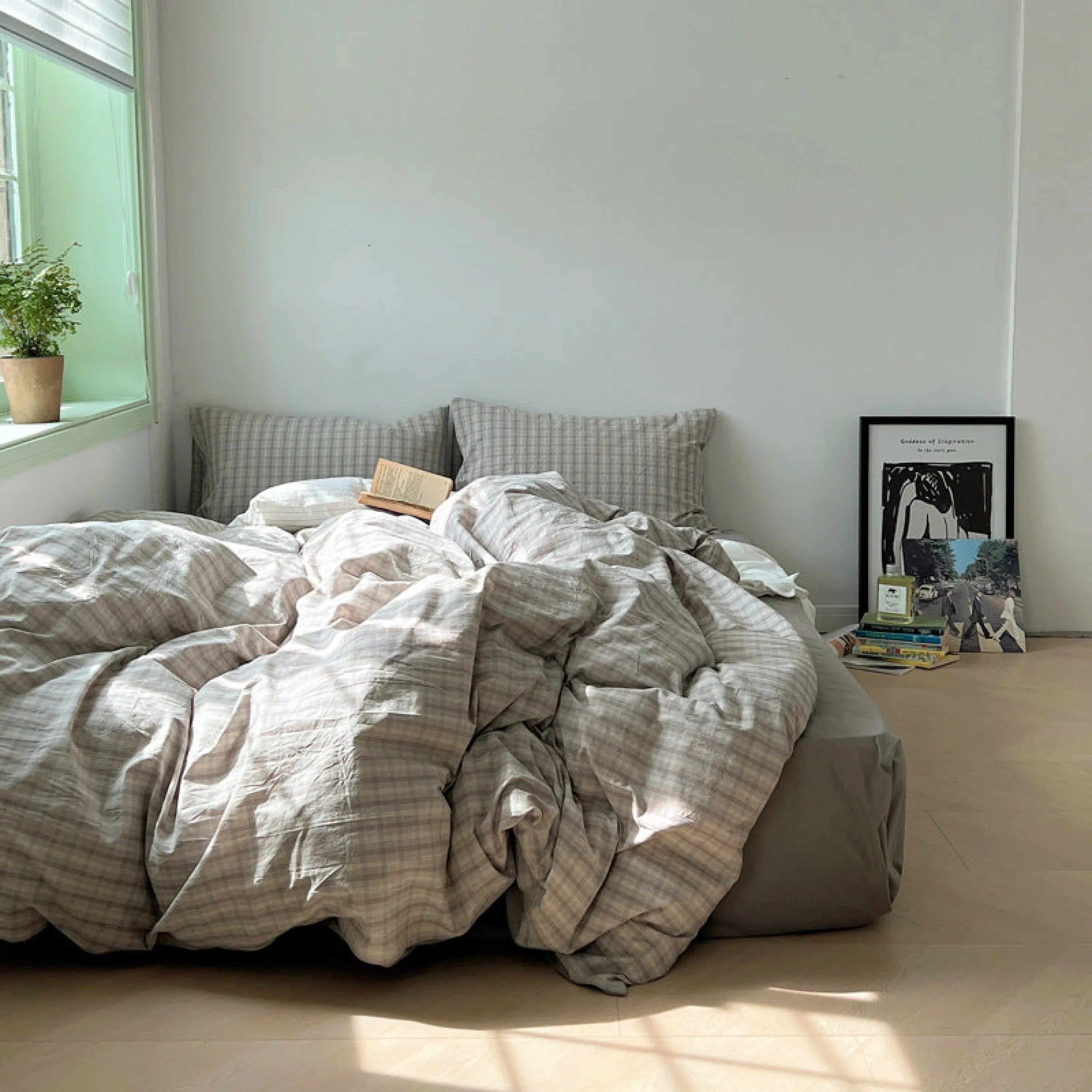 Soft Blend Plaid Bedding Set / Blue Ever Lasting