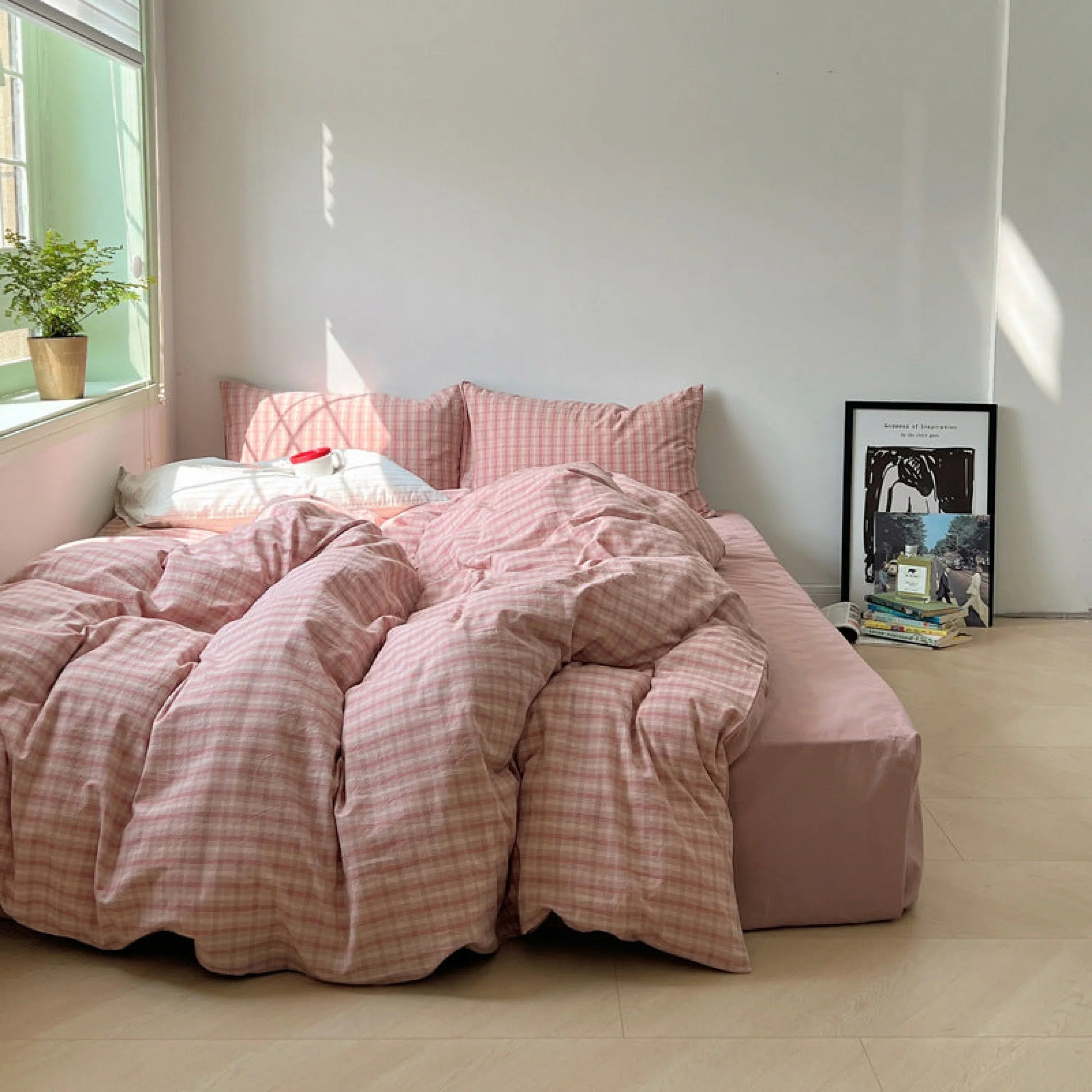 Soft Blend Plaid Bedding Set / Blue Ever Lasting