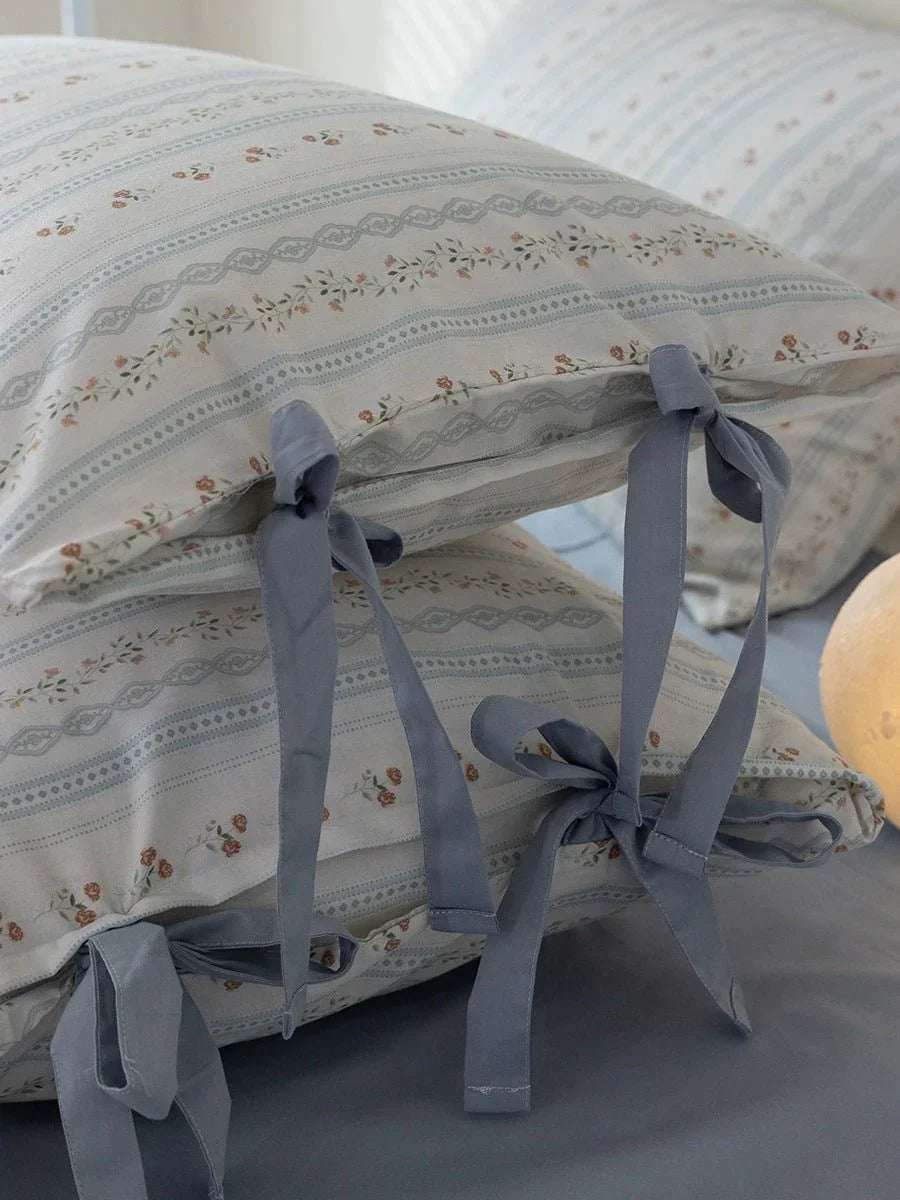 Soft Cottage Blue Ribbon Bedding Set / Blue Ever Lasting