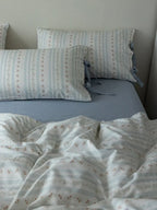 Soft Cottage Blue Ribbon Bedding Set / Blue Ever Lasting