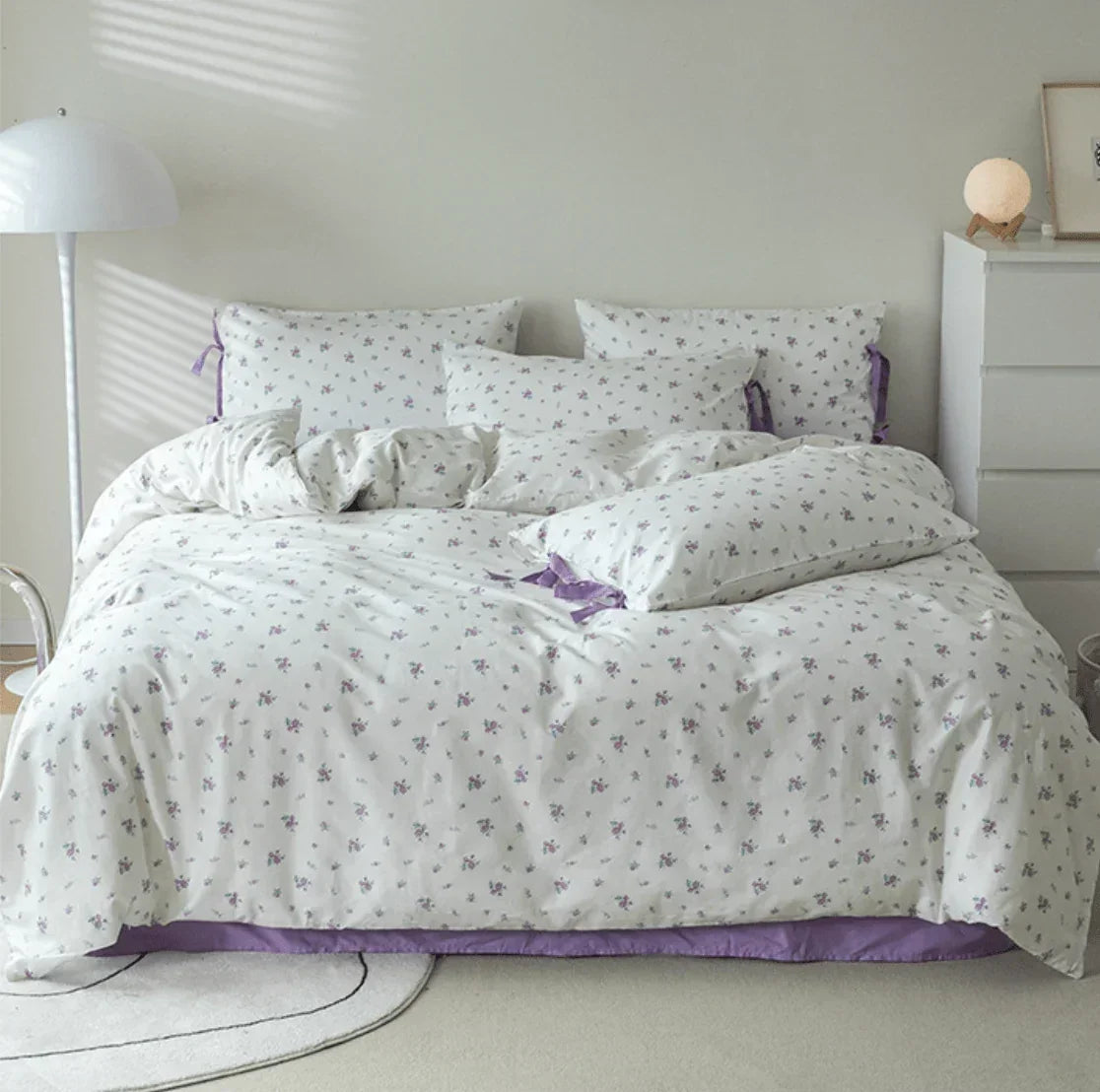 Soft Cottage Blue Ribbon Bedding Set / Blue Ever Lasting