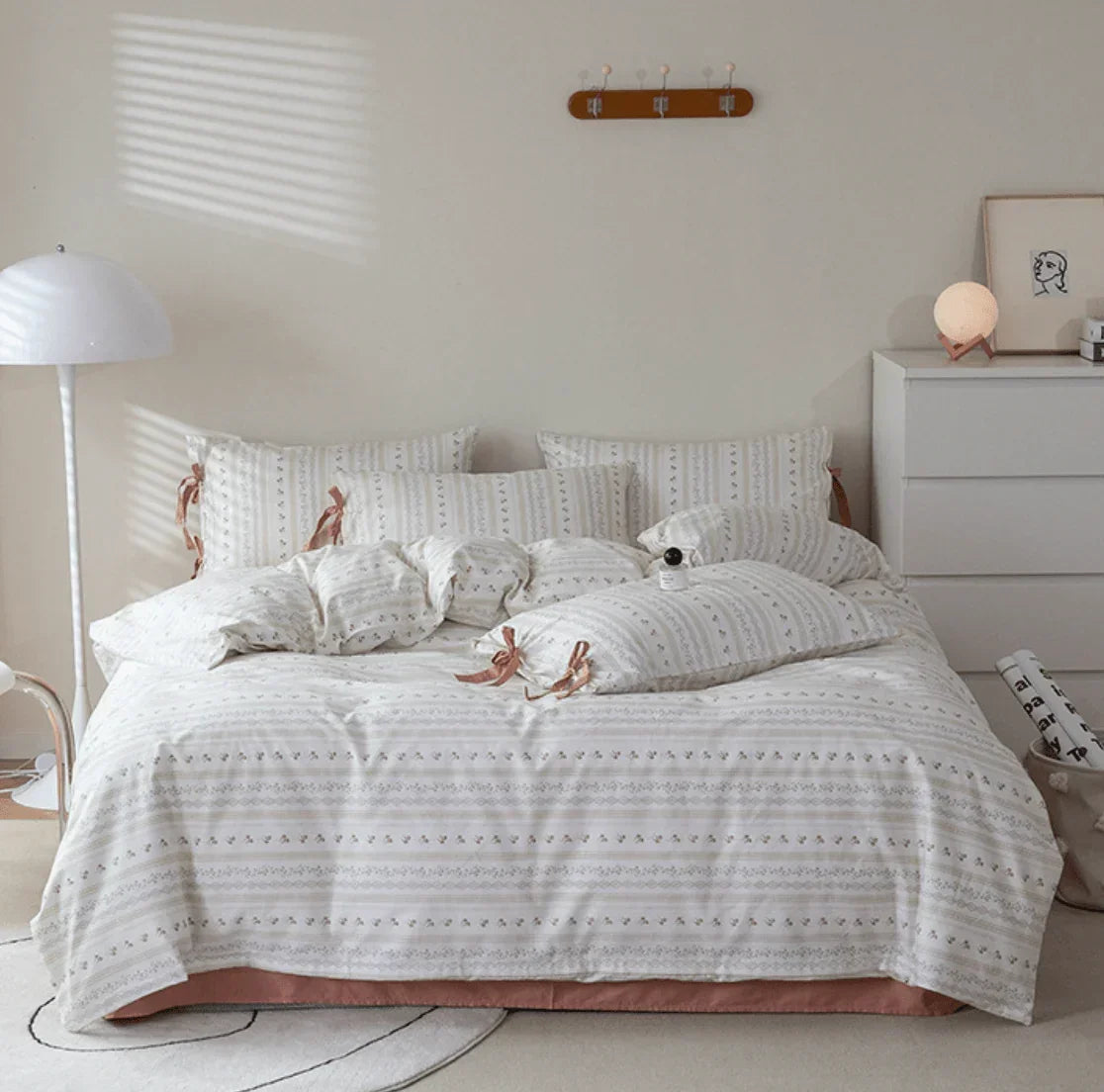 Soft Cottage Blue Ribbon Bedding Set / Blue Ever Lasting