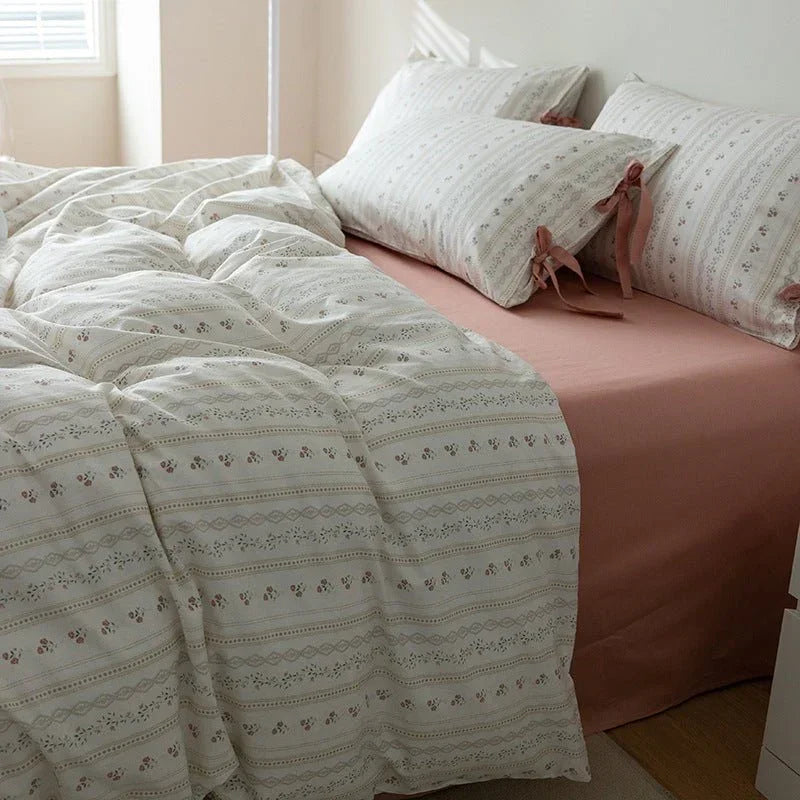 Soft Cottage Blue Ribbon Bedding Set / Blue Ever Lasting