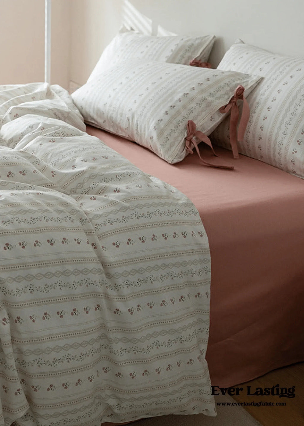 Soft Cottage Blue Ribbon Bedding Set / Blue Ever Lasting