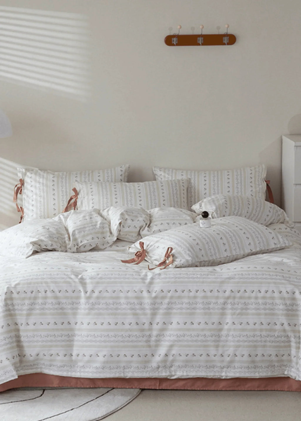 Soft Cottage Blue Ribbon Bedding Set / Blue Ever Lasting