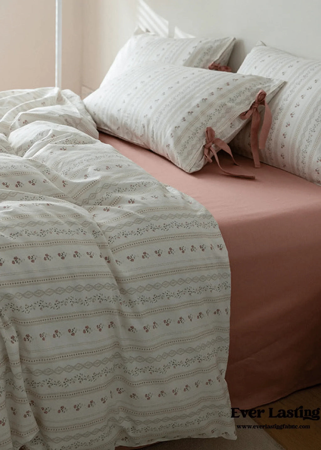 Soft Cottage Blue Ribbon Bedding Set / Blue Ever Lasting